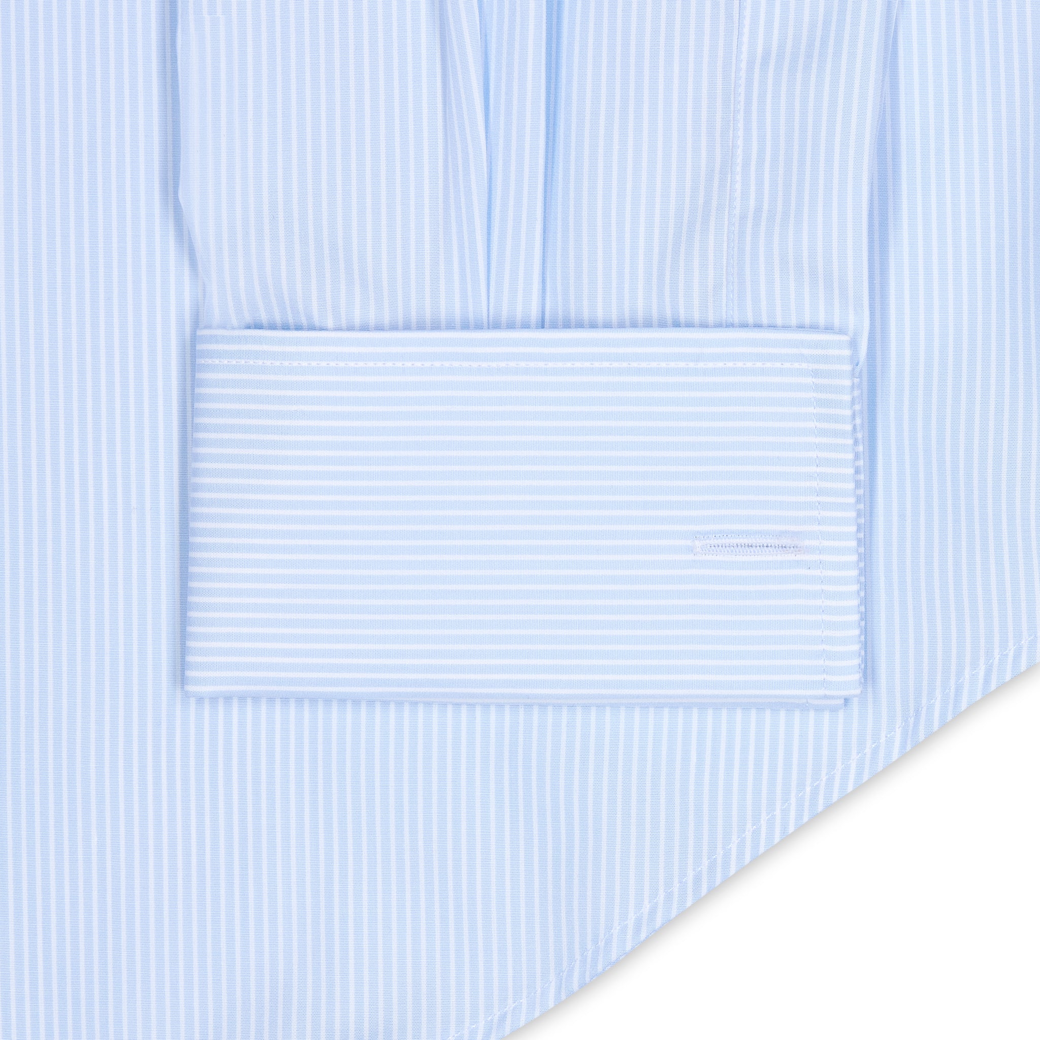 Tailored Fit Stripe Poplin Formal Neckband Shirt in Sky Blue - Image 4