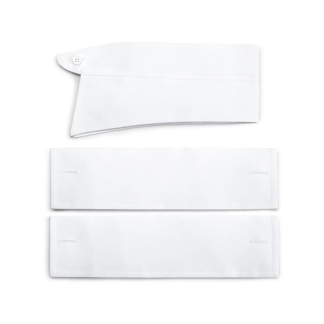Tailored Fit Swiss Organic Poplin Double Cuff Shirt in White - Image 3