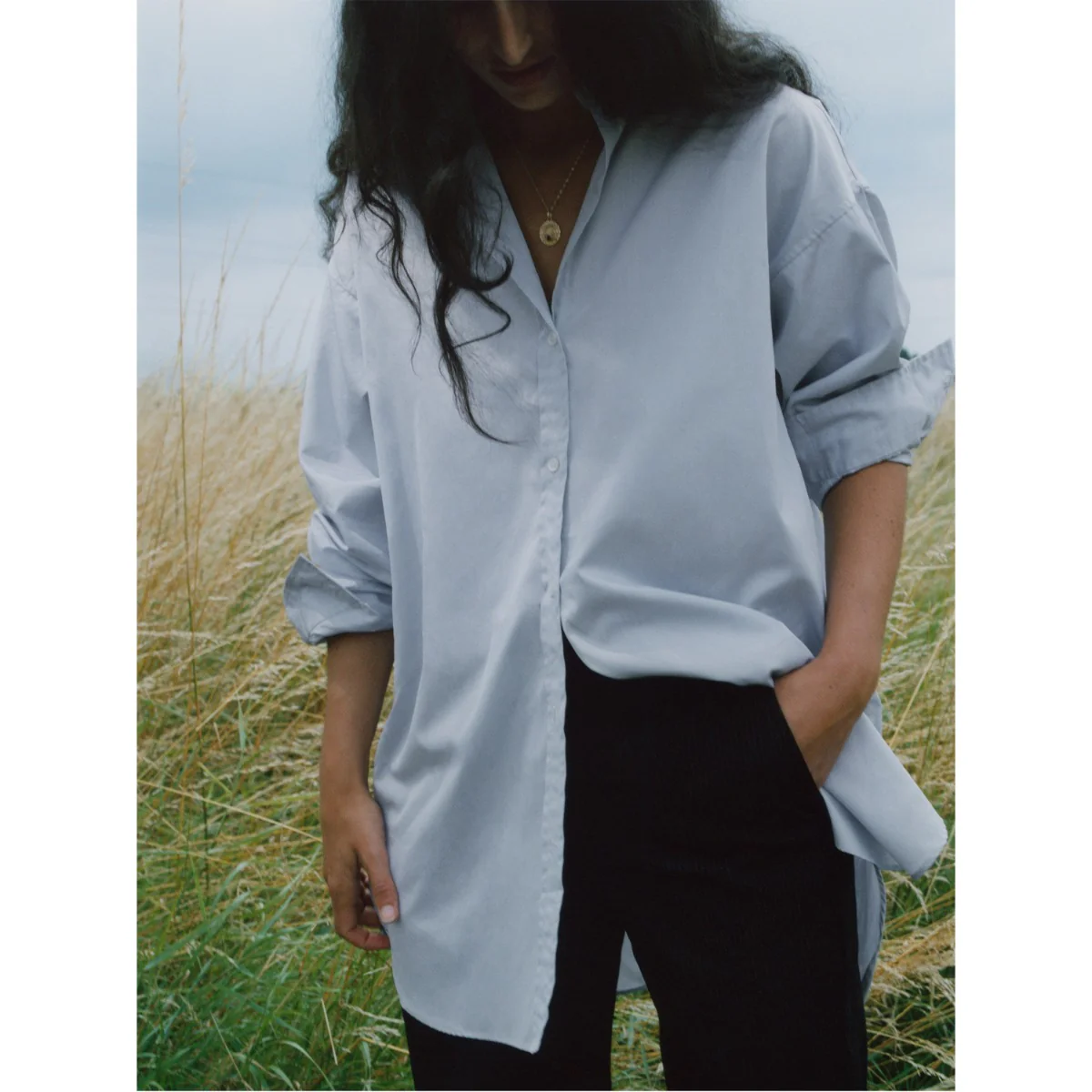 Luxor End on End Cotton Shirt in Grey - Image 4