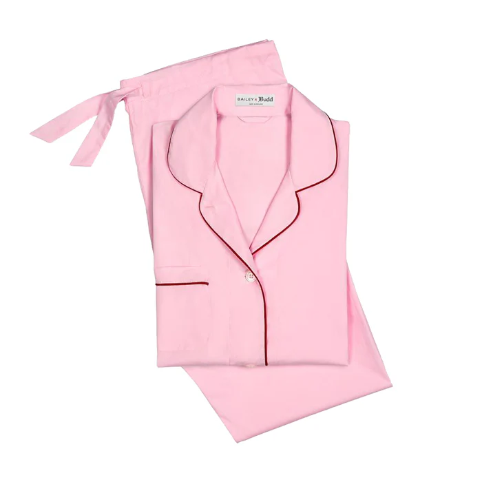 Tommy Plain Poplin Pyjamas in Pink - Image 7