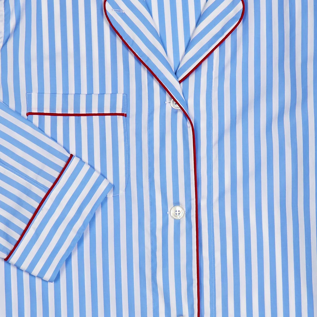 Tommy Striped Poplin Pyjamas in Blue and White - Image 6