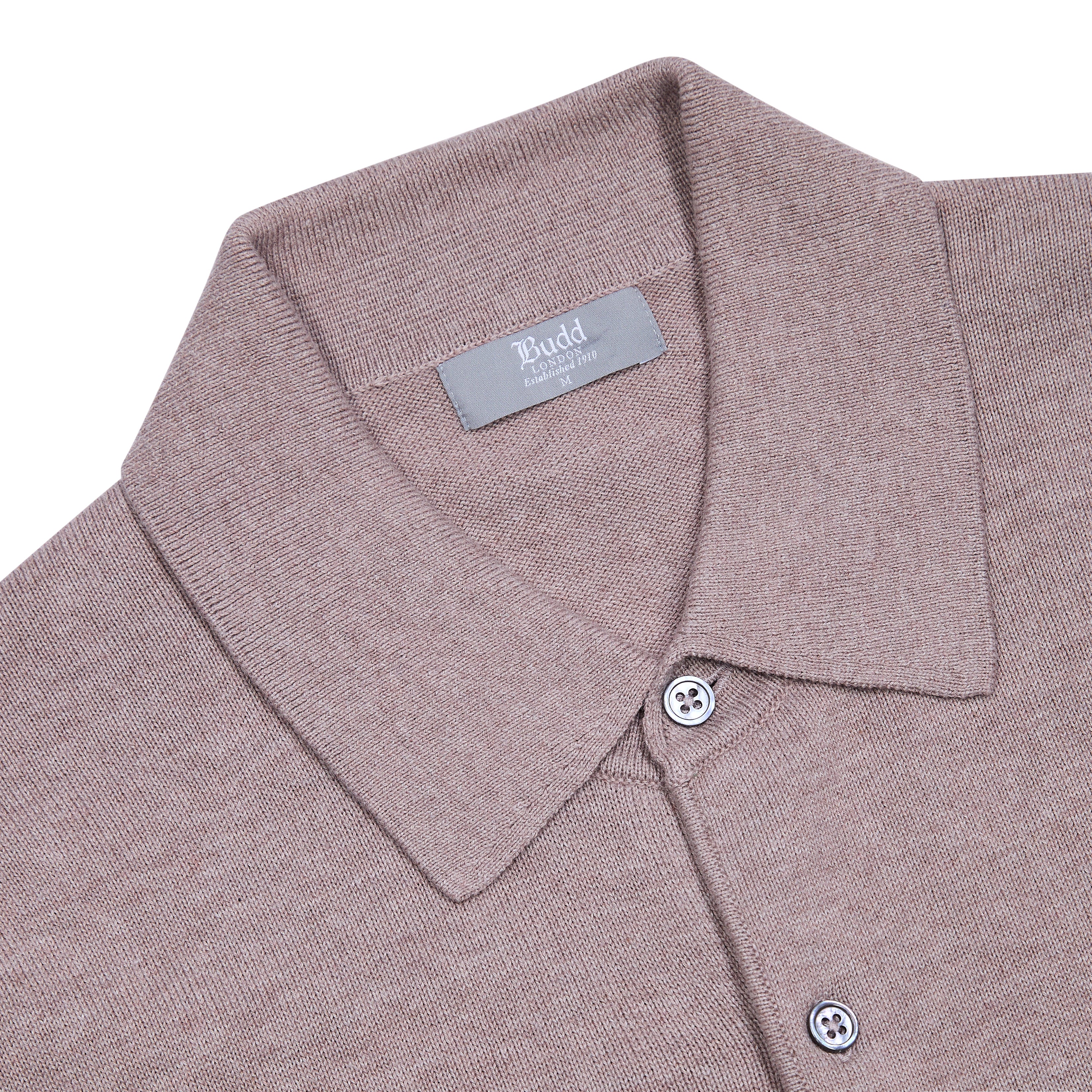 Walton Cotton and Cashmere Fine Knit Long Sleeve Shirt in Sahara - Image 3