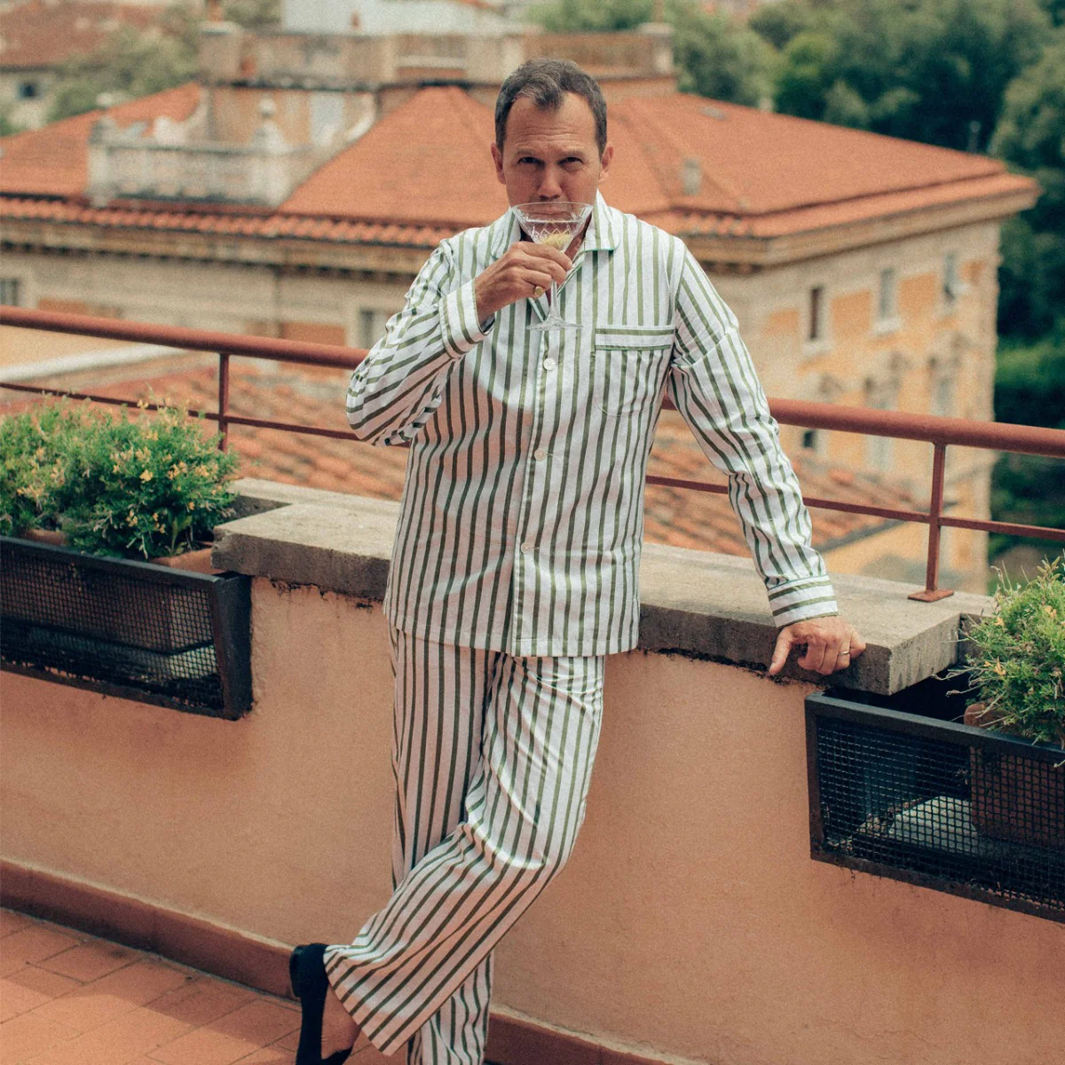 WM Brown Cocktail Stripe Tailored Pyjamas - Image 6