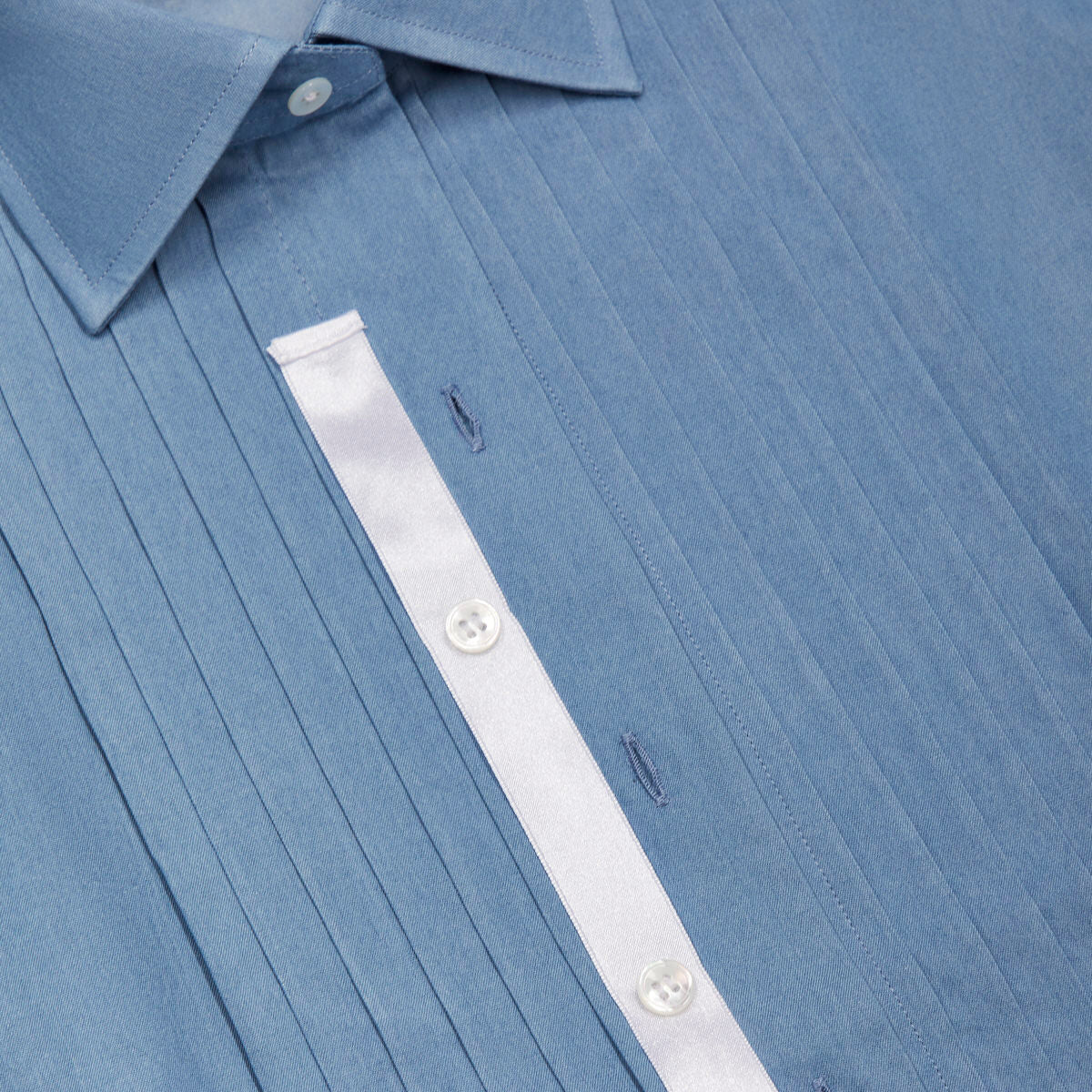 WM BROWN x Budd Exclusive Denim Pleated Bib Evening Shirt - Image 10
