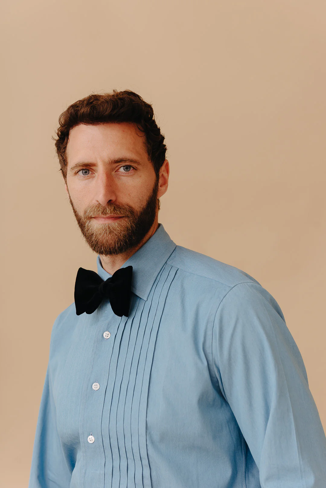 WM BROWN x Budd Exclusive Denim Pleated Bib Evening Shirt - Image 13