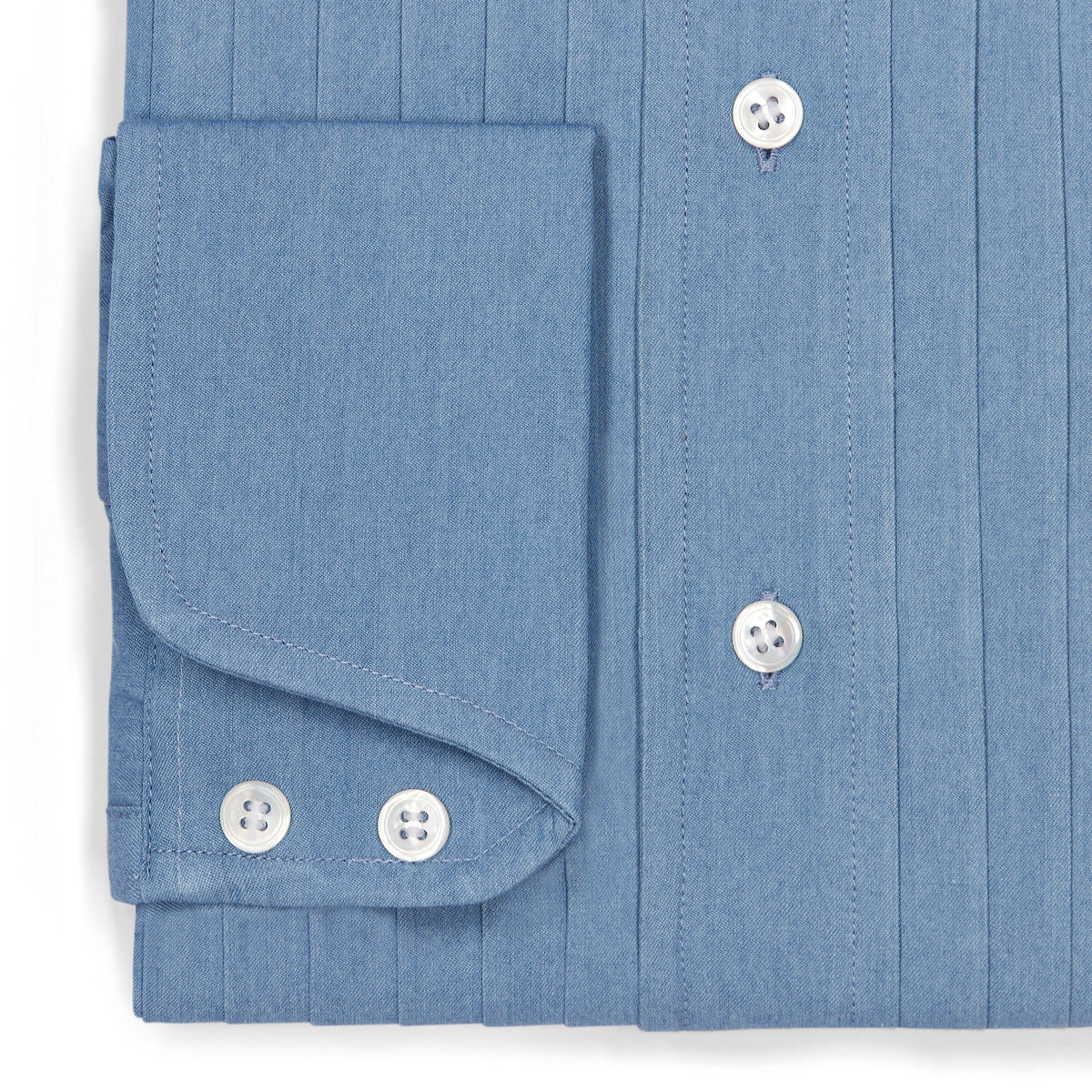 WM BROWN x Budd Exclusive Denim Pleated Bib Evening Shirt - Image 3