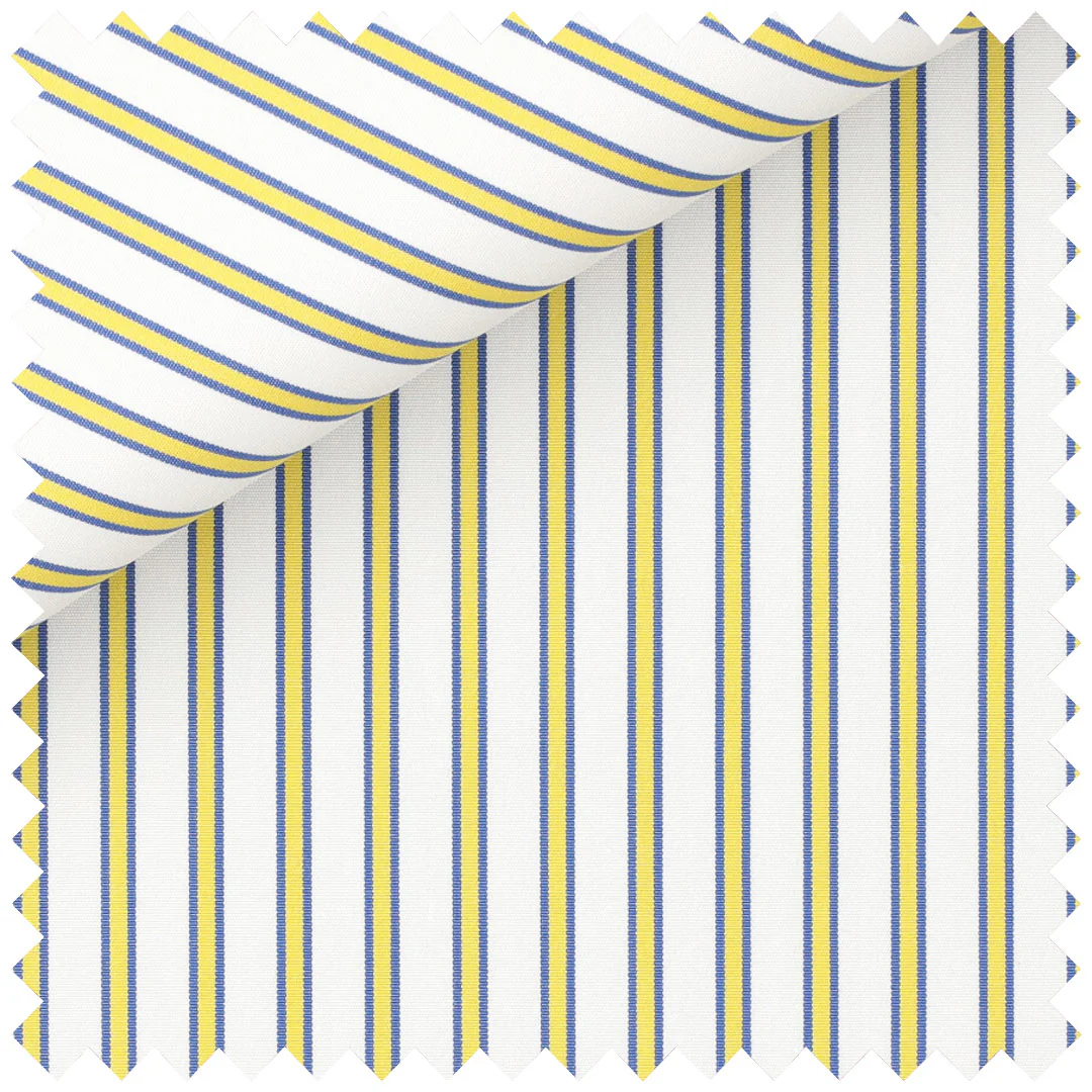 Yellow with blue edge stripe poplin - Image 2